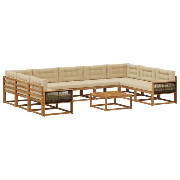 vidaXL Ensemble de canapés d'extérieur 10 Pièces Naturel et Beige