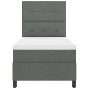 vidaXL Lit à ressorts avec matelas Gris foncé 90 x 190 cm tissu