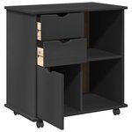 vidaXL Cabinet roulant Gris 63 5 x 39 x 65 5 cm Bois de Pin Massif