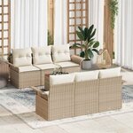 vidaXL Ensemble de canapé de jardin 7 Pièces Beige Poly rotin