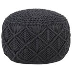 vidaXL Pouf fait à la main en macramé Anthracite 45x30 cm Coton