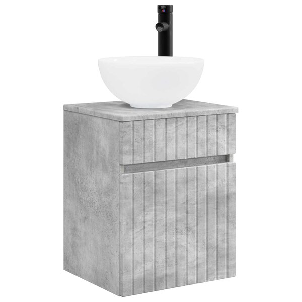 vidaXL Meuble de lavabo mural Gris béton 39 x 35 x 63 cm