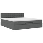 VidaXL Cadre de lit ottoman avec matelas gris foncé 180x200 cm tissu