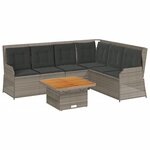 vidaXL Salon de jardin 5 Pièces avec coussins Gris Résine tressée
