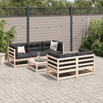 vidaXL Salon de jardin 6 Pièces avec coussins bois de pin massif