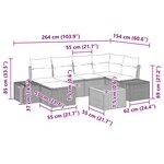 vidaXL Ensemble de jardin 7 pièces avec coussins beiges en poly rattan et acacia