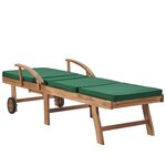 vidaXL Chaises longues avec coussins 2 Pièces Bois de teck solide Vert