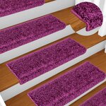 vidaXL Tapis d'escalier 10 pièces 65 x 21 x 4 cm Violet Bord rectangulaire
