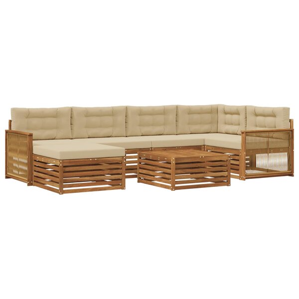 vidaXL Ensemble de canapés d'extérieur 7 pc Naturel et Beige