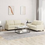 vidaXL Ensemble de canapés 2 Pièces avec coussins Crème Similicuir