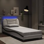 vidaXL Cadre de lit avec lumières LED blanc noir 90x200 cm similicuir