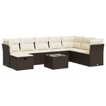 vidaXL Salon de jardin avec coussins 9 Pièces marron résine tressée