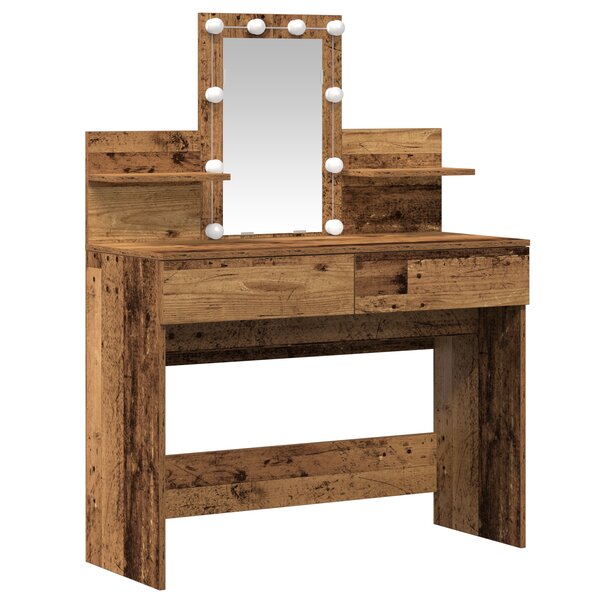 Coiffeuse vidaXL avec miroir et lumières LED en bois vieilli et bois aggloméré