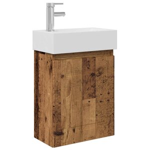 vidaXL Meuble de salle de bain avec robinet Bois ancien