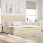 vidaXL Lit avec rangement et matelas Crème 200 x 200 cm Polyester