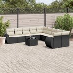 vidaXL Salon de jardin 11 Pièces avec coussins noir résine tressée