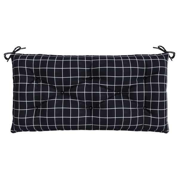 vidaXL Coussin de banc de jardin carreaux noir 110x50x7 cm tissu