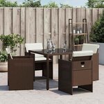 vidaXL Chaises de jardin avec coussins lot de 4 marron résine tressée