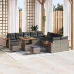vidaXL Ensemble de canapé de jardin 13 Pièces Gris polyrotin