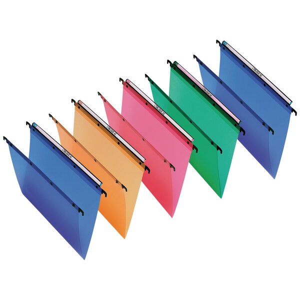 Dossier suspendu  PP Design pour Tiroirs - en Polypropylène - Boutons-pression - Fond V - Assortis translucide (Lot de 10)