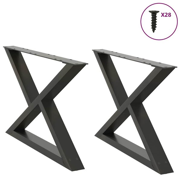 vidaXL Pieds de table basse 2 pièces Anthracite 70 x (42-43 3) cm Acier
