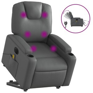 vidaXL Fauteuil inclinable de massage électrique gris similicuir