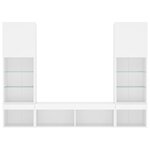 vidaXL Unités murales TV avec LED 5 Pièces blanc bois d'ingénierie