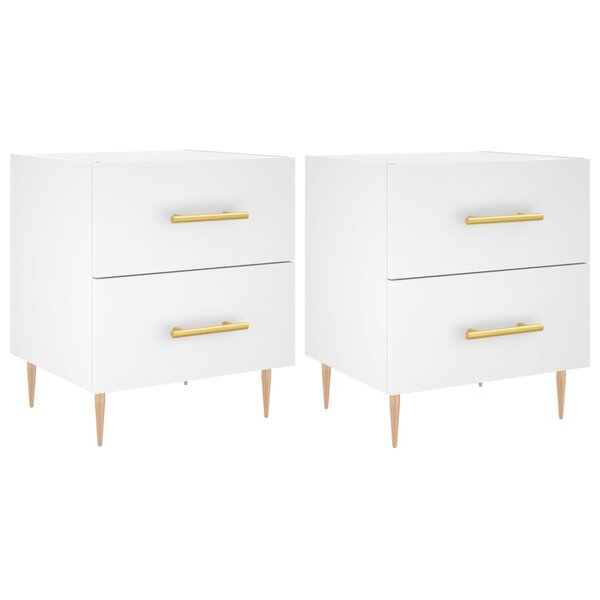 vidaXL Tables de chevet 2 Pièces blanc 40x35x47 5 cm bois d’ingénierie
