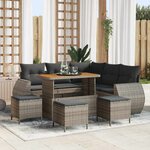 vidaXL Ensemble de canapé de jardin 9 Pièces Gris polyrotin