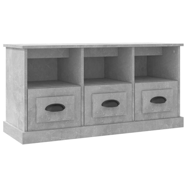 vidaXL Meuble TV gris béton 100x35x50 cm bois d'ingénierie