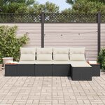 vidaXL Ensemble de canapé de jardin avec coussin 5 Pièces Noir Poly rotin