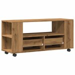 vidaXL Meuble TV avec roulettes chêne artisanal bois d'ingénierie