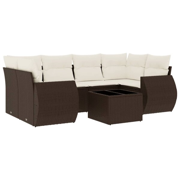 vidaXL Salon de jardin avec coussins 7 Pièces marron résine tressée