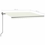 vidaXL Auvent rétractable automatique avec poteaux 4x3 m Crème