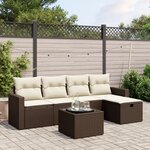 vidaXL Salon de jardin avec coussins 6 Pièces marron résine tressée