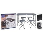 Redcliffs Table de camping pliable avec 4 chaises 120x60x70 cm Gris