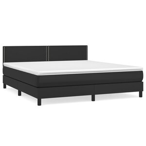 vidaXL Sommier à lattes de lit avec matelas Noir 180x200 cm Similicuir