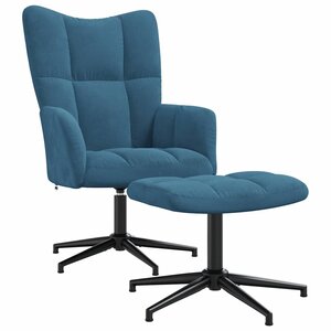 vidaXL Chaise de relaxation avec tabouret Bleu Velours