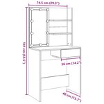 vidaXL Coiffeuse avec LED vieux bois 74 5x40x141 cm