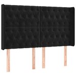 vidaXL Tête de lit avec oreilles Noir 163x16x118/128 cm Velours