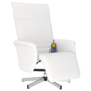 vidaXL Fauteuil inclinable de massage repose-pieds blanc similicuir