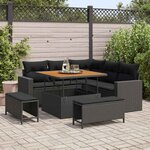vidaXL Ensemble de canapé de jardin 8 Pièces Noir polyrotin
