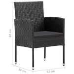 vidaXL Chaises de jardin avec coussins noir lot de 2 résine tressée