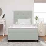 Lit Box Spring vidaXL avec Matelas & Lumière LED Gris clair 120x200 cm Velours