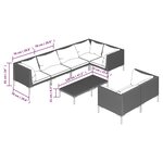 vidaXL Salon de jardin 8 Pièces avec coussins Résine tressée Gris foncé