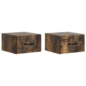 vidaXL Cabinet de chevet mural 2 Pièces Chêne fumé 34 5 x 33 x 20 cm