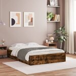 vidaXL Cadre de lit à tiroirs chêne fumé 135x190 cm bois d'ingénierie