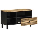 vidaXL Meuble TV noir 80x33 5x46 cm bois massif manguier brut
