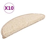 vidaXL Tapis d'escalier 10 pièces 56 x 17 x 3 cm Crème Demi-rond