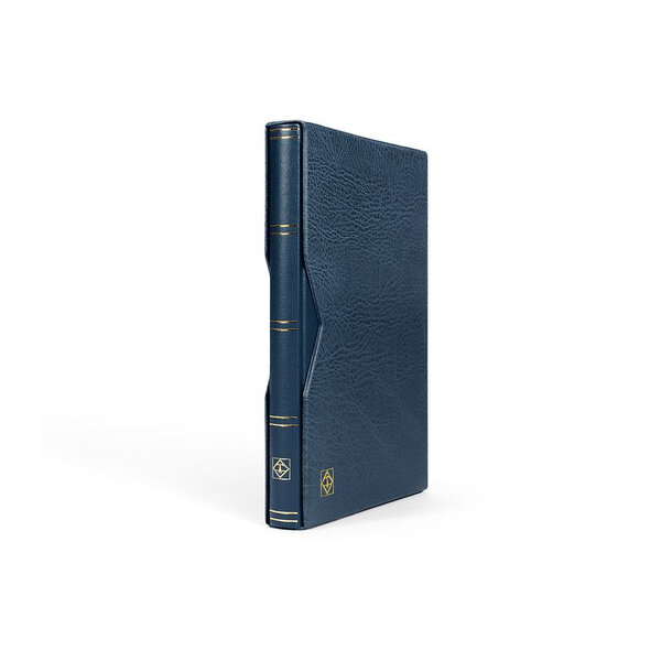 Classeur Premium cuir 32 pages pour timbres avec étui. Couleur - Bleu